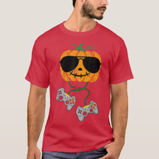 T-shirt Citrouille d'Halloween Jack-o'-lantern Gamer d'Hal