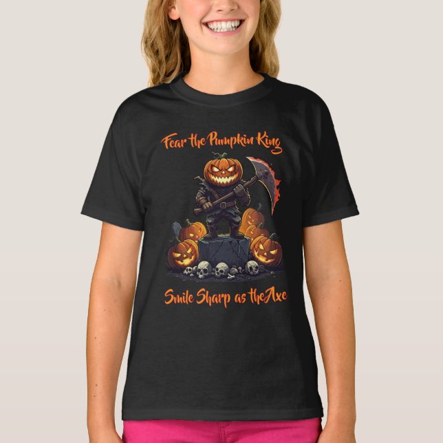 T-shirt 🖤 Citrouille d'Halloween noir Kid Tee 🎃 (Devant)