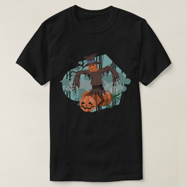 T-shirt Citrouille d'Halloween Scarecrow (Design devant)