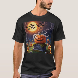 T-shirt Citrouille d'Halloween sur une pierre de tête
