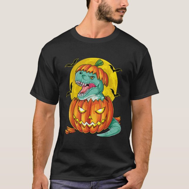 T-shirt Citrouille Dinosaur Halloween Enfants Pump (Devant)