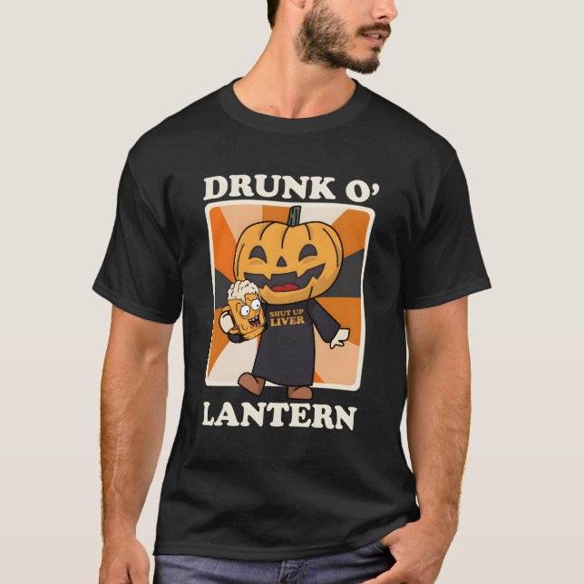 T-shirt Citrouille Drunk O' Lantern Boivers de bière Hallo (Devant)