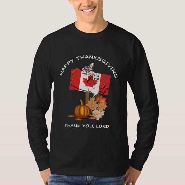 T-SHIRT CITROUILLE DU DRAPEAU DU CANADA MERCI (Devant)
