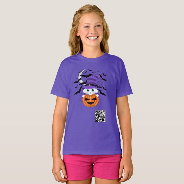 T-shirt Citrouille effrayant avec un Casquette Kitty et so (Devant entier)