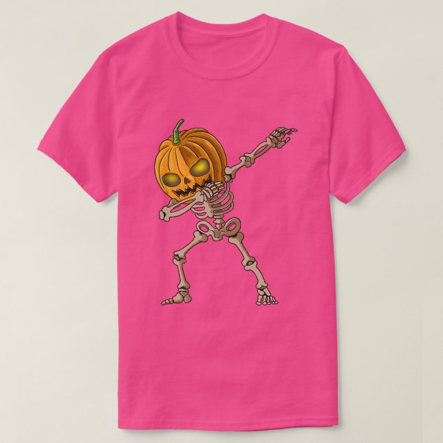 T-shirt Citrouille éffrayant Dabbing Skeleton Halloween Pa (Design devant)