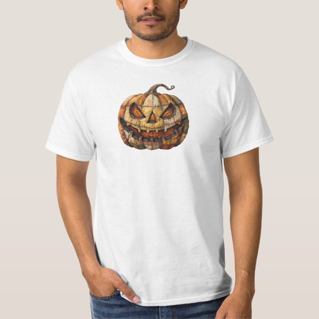 T-shirt Citrouille éffrayant Patch double face Halloween T (Devant)