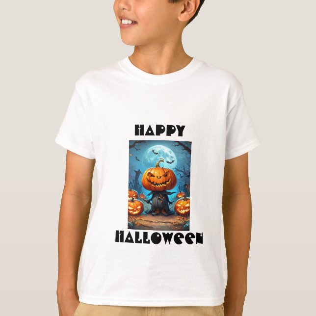 T-shirt Citrouille Éffrayant pour enfants Hallowee (Devant)