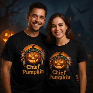 T-shirt Citrouille en chef Halloween Citrouille Indian Hea