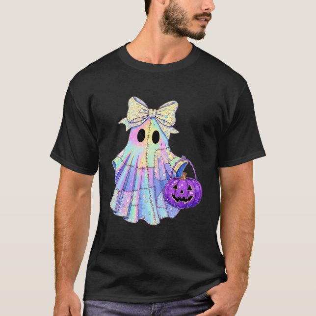 T-shirt Citrouille en patchwork de fantôme pour les coutur (Devant)