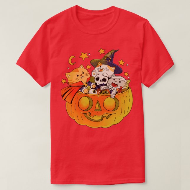 T-shirt Citrouille et chats (Design devant)