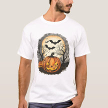 T-Shirt Citrouille et Chauves-Souris d'Halloween