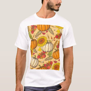 T-shirt Citrouille et Motif Feuille de Maple.