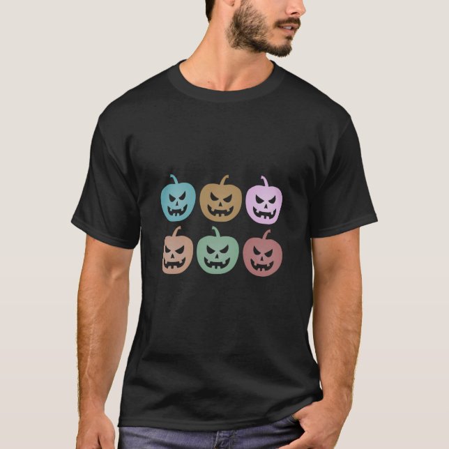 T-shirt Citrouille Face Halloween Décontracté pour Office  (Devant)