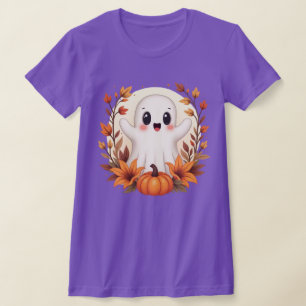 T-shirt Citrouille fantôme d'automne mignon