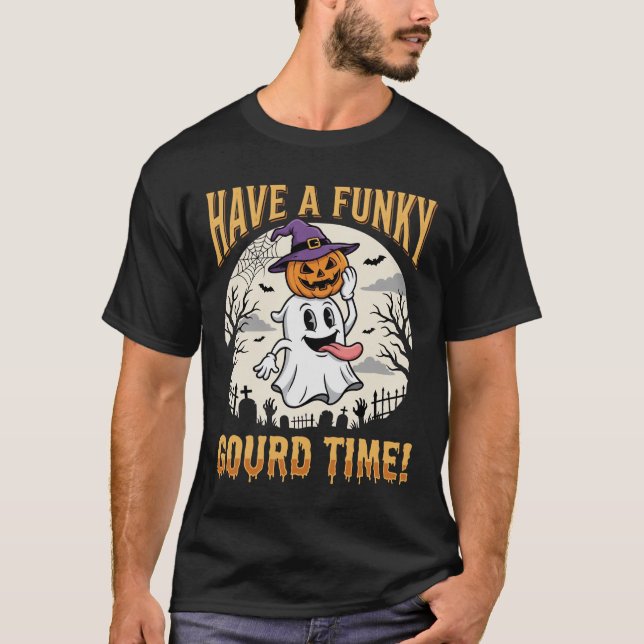 T-shirt Citrouille Fantôme de la période funky d'Halloween (Devant)