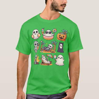 T-shirt Citrouille fantôme de Summerween Halloween Été eff