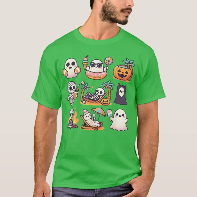 T-shirt Citrouille fantôme de Summerween Halloween Été eff (Devant)