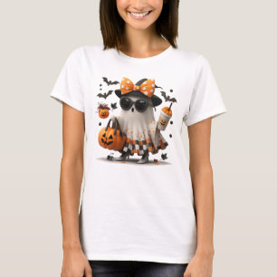 T-shirt Citrouille Fantôme drôle mignon Halloween Mois Éff
