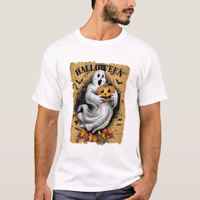 T-shirt Citrouille fantôme Halloween (Devant)