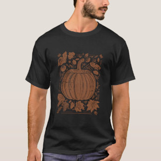T-shirt Citrouille Florale Rétro Vintage Avec Feuilles D'a