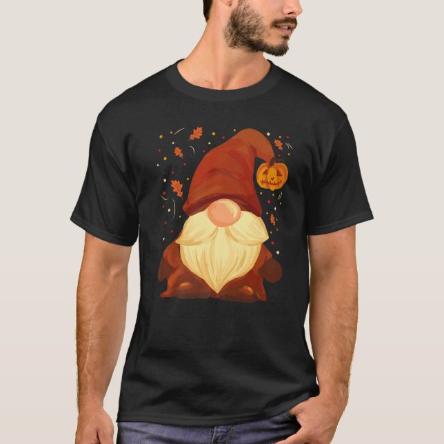 T-shirt Citrouille Gnome Fall quitte Automne Thanksgiving  (Devant)