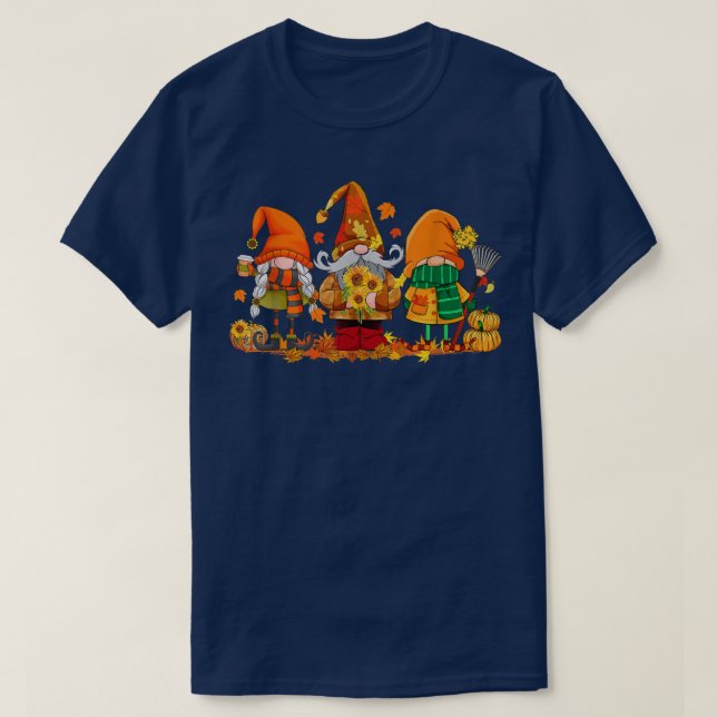 T-shirt Citrouille Gnomes mignons Automne Saison Automne H (Design devant)