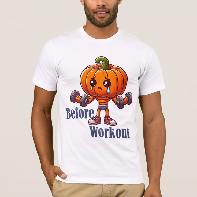 T-shirt Citrouille Gym Bro - Halloween avant et après l'en (Devant)
