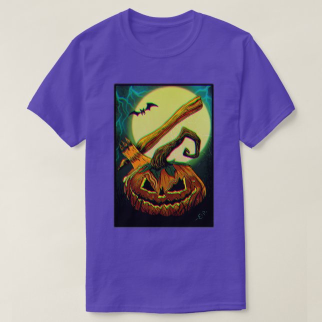 T-shirt Citrouille Halloween avec effet de pépin visuel (Design devant)