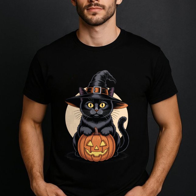 T-shirt Citrouille Halloween Chat Noir (Créateur téléchargé)