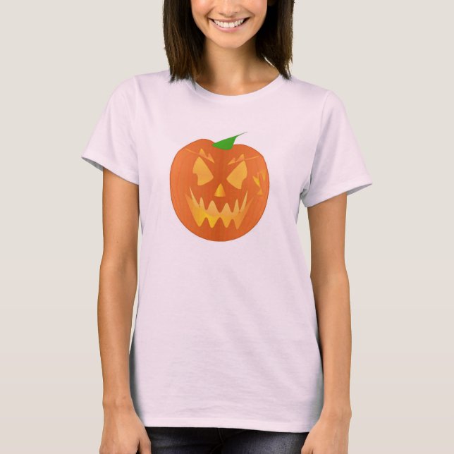 T-shirt Citrouille Halloween en rose (Devant)