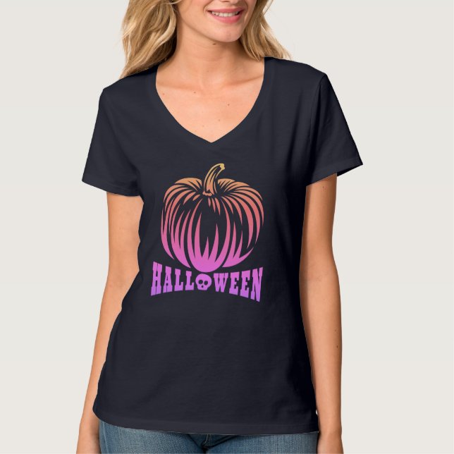 T-shirt Citrouille Halloween gravé classique (Devant)