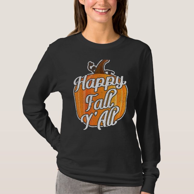 T-shirt Citrouille Happy Fall Y All Thanksgiving (Devant)