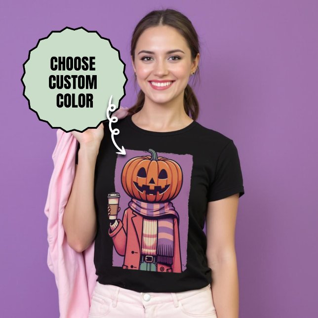 T-shirt Citrouille Head Café Pastel Goth Halloween (Pumpkin Head Coffee Pastel Goth T-Shirt.)