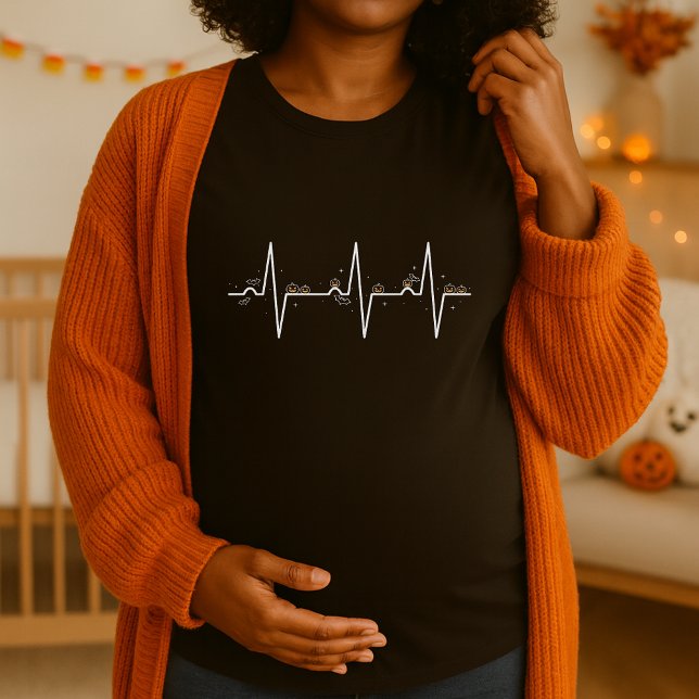 T-shirt Citrouille Heartbeat Grossesse Halloween Maternité (Créateur téléchargé)
