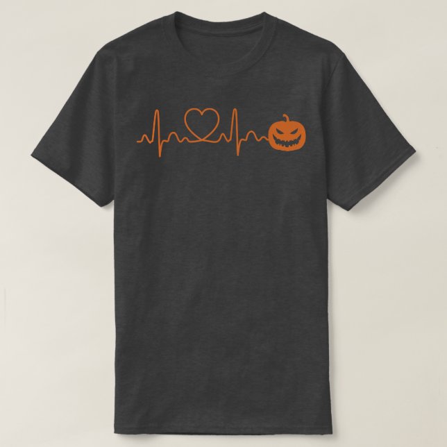 T-shirt Citrouille Heartbeat Halloween Heartbeat Cardiac H (Design devant)