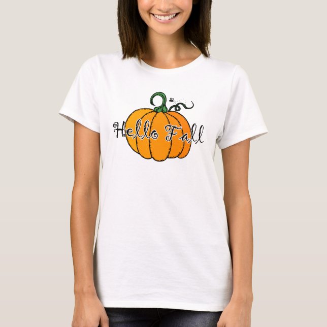 T-shirt Citrouille Hellow Citrouille Automne Bonjour Autom (Devant)