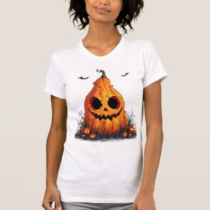T-shirt Citrouille hilare avec une expression sinistre