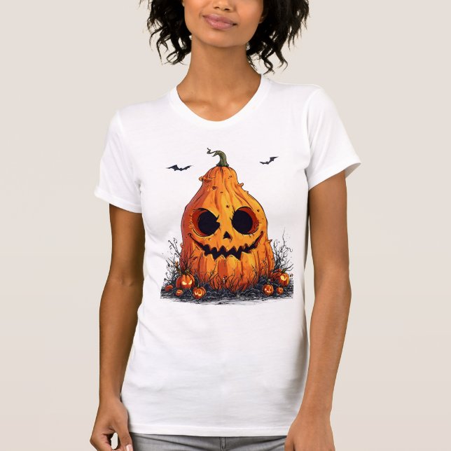 T-shirt Citrouille hilare avec une expression sinistre (Devant)