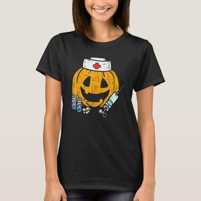 T-shirt Citrouille Infirmière Jackolantern Halloween Infir (Devant)