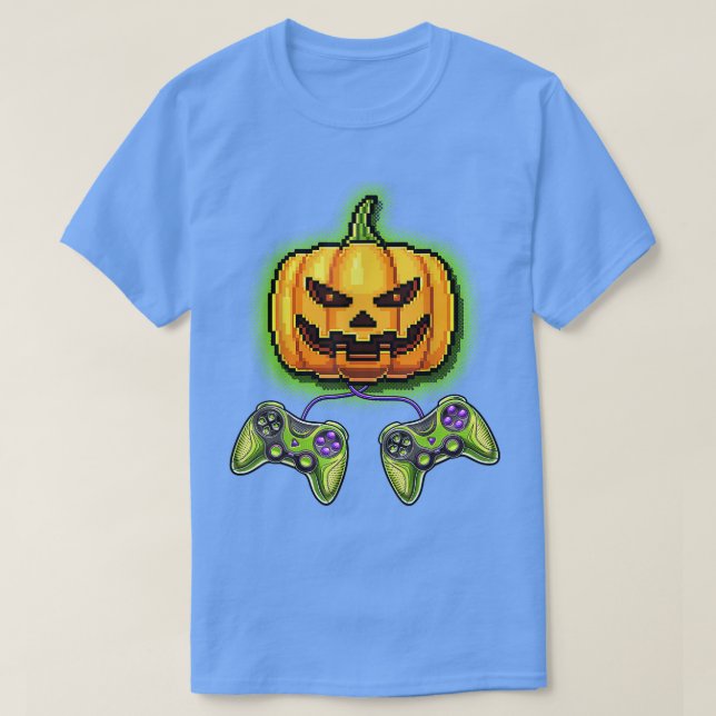 T-shirt Citrouille Jack-O-Lantern contrôleur de jeu vidéo  (Design devant)