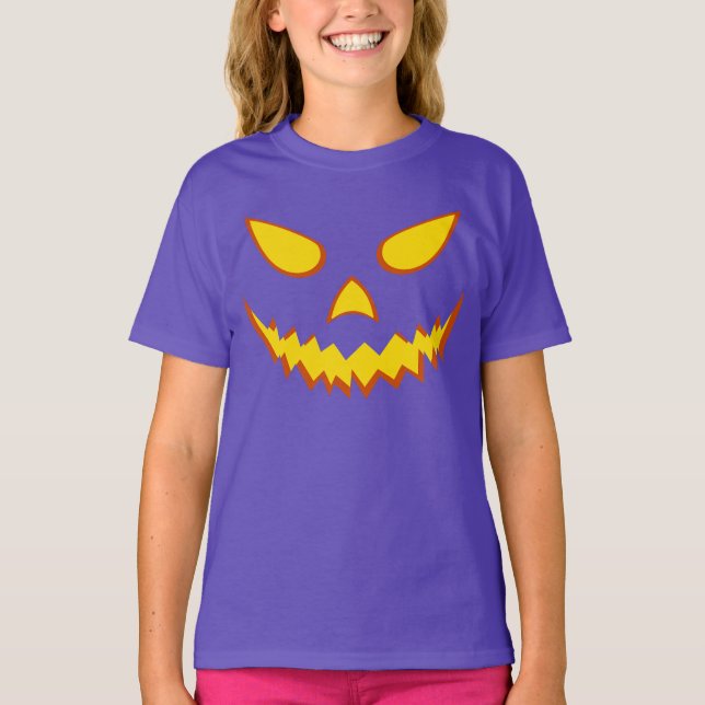 T-shirt Citrouille Jack-o'-lantern de la face d'Halloween  (Devant)