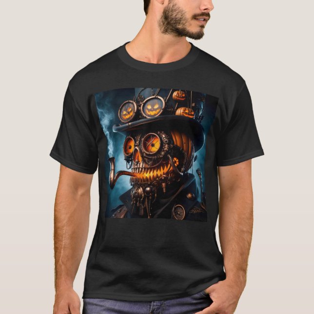 T-shirt Citrouille Jack-O-Lantern Steampunk Gothique Hallo (Devant)