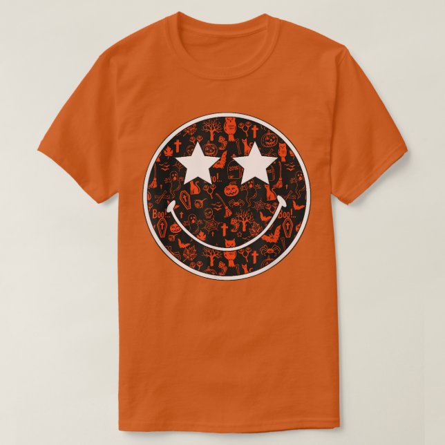 T-shirt Citrouille JackOLantern visage heureux Fantôme vis (Design devant)