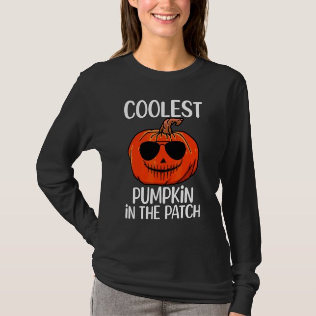 T-shirt Citrouille la plus cool du patch Halloween garçons (Devant)