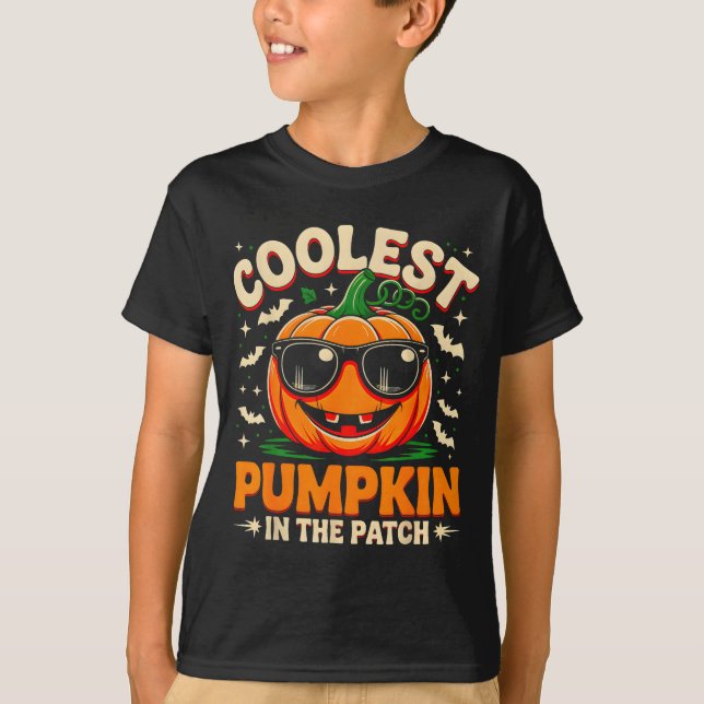 T-shirt Citrouille la plus cool du patch Halloween groovy  (Devant)