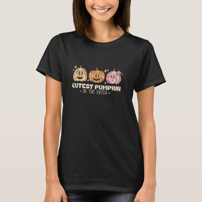 T-shirt Citrouille Le Plus Cutest Dans Le Patch Halloween  (Devant)