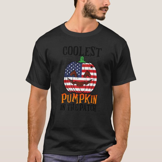 T-shirt Citrouille le plus froid dans le Patch US Drapeau  (Devant)