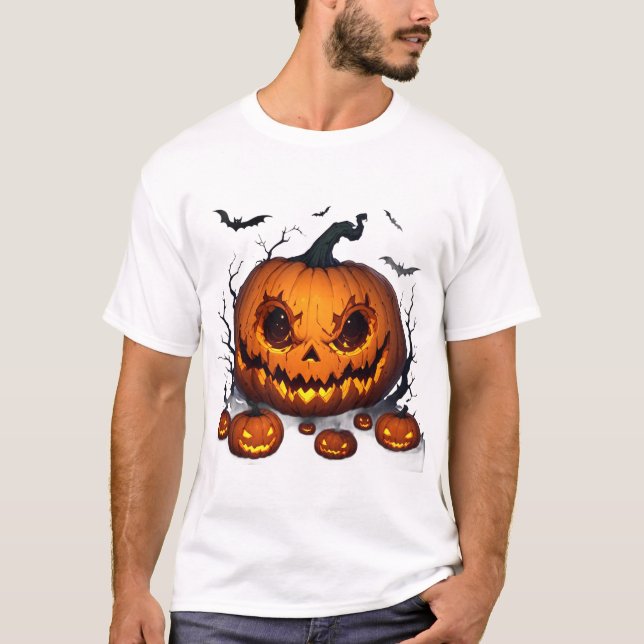 T-shirt Citrouille massive d'Halloween avec des yeux lumin (Devant)