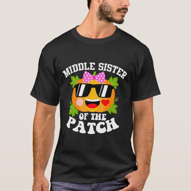 T-shirt Citrouille Middle Soeur Du Patch Fun Halloween (Devant)