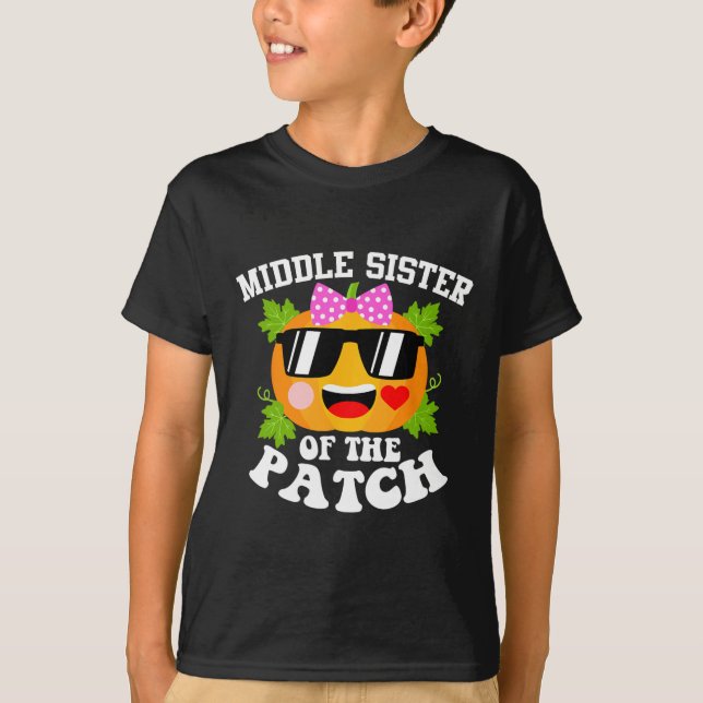 T-shirt Citrouille Middle Soeur Du Patch Fun Halloween (Devant)